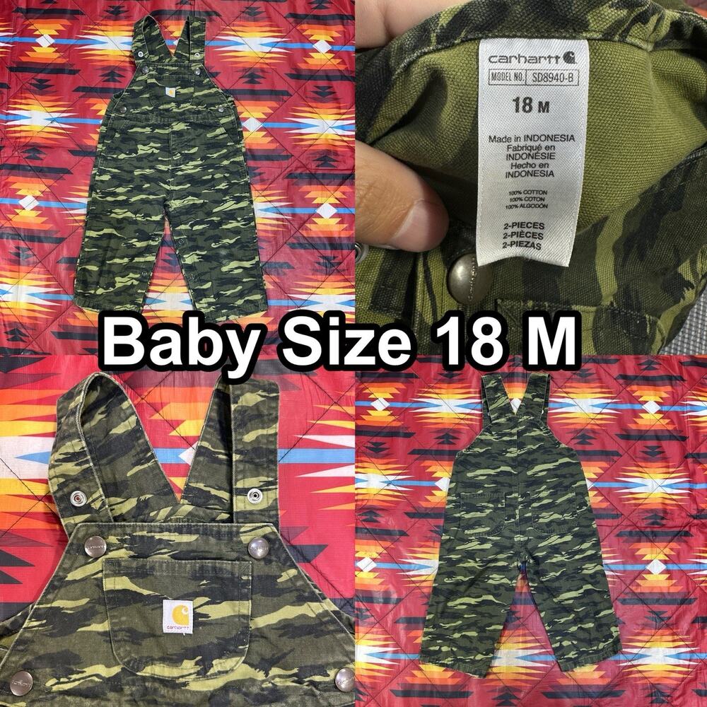 Carhartt SD8940-B Baby Bib Overalls 18 Months Green Camo